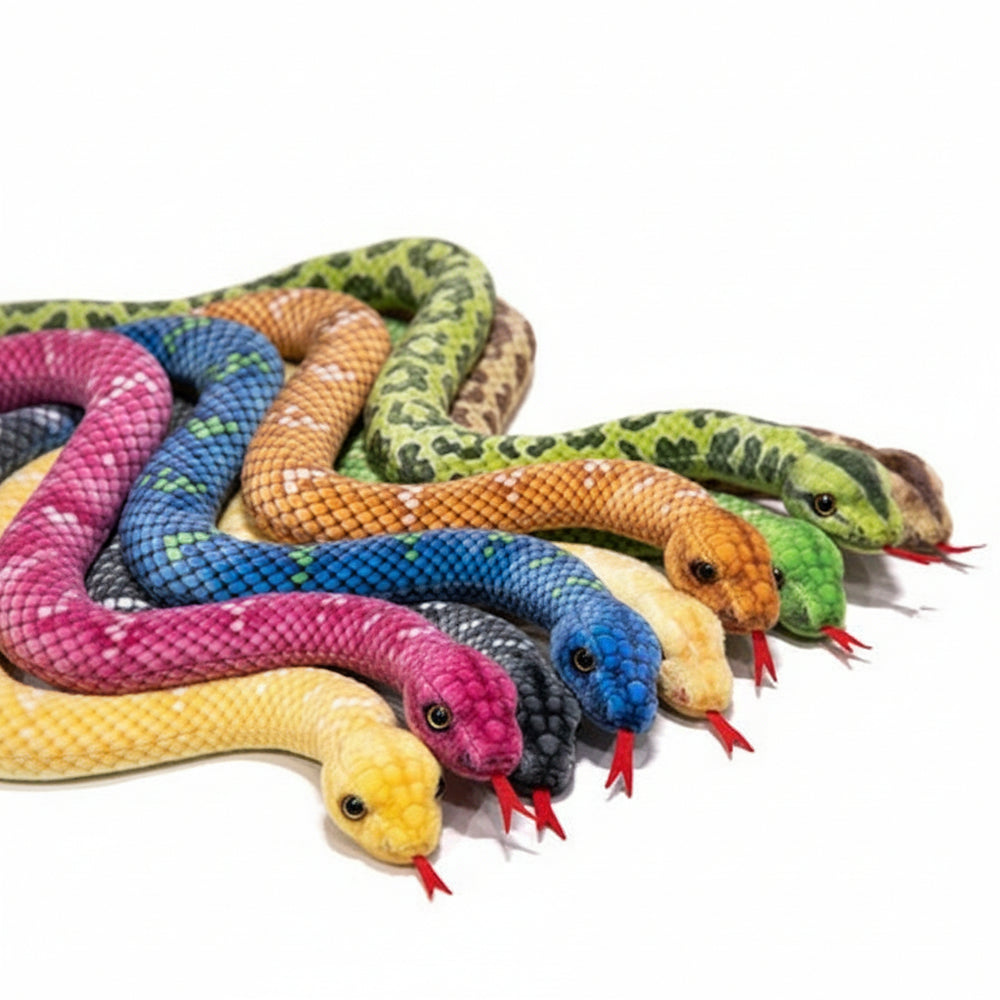 50CM Quirky Crooked Python Plush Toy Printed Snake Animal