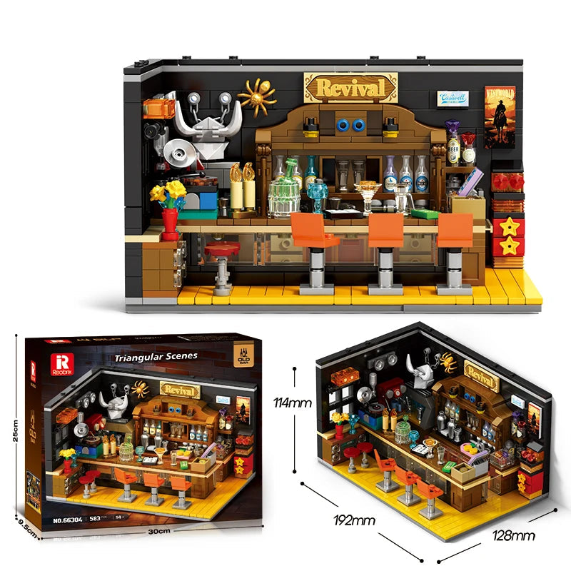 583pcs Old Bar Street Scene Building Blocks Model Kit