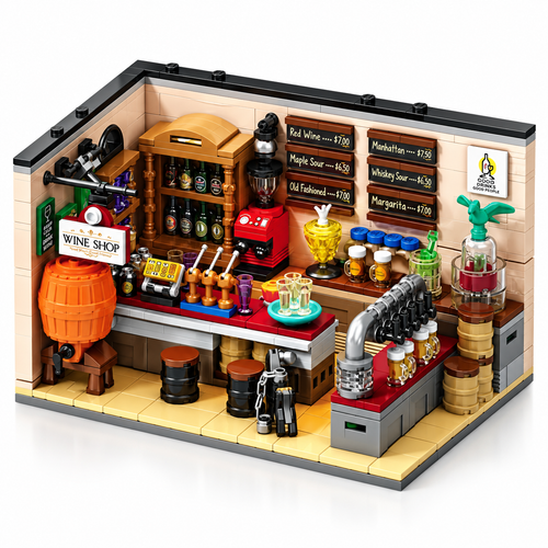 588pcs Craft Beer Bar miniature building blocks set, clean studio product image