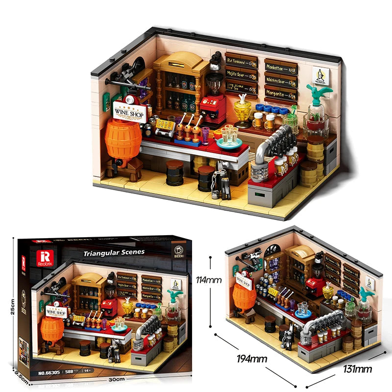 588pcs Craft Beer Bar City Building Blocks Model