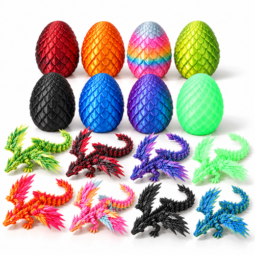 8 Pack 3D Printed Easter Dragon Eggs with Mini Crystal Dragons - alternate view