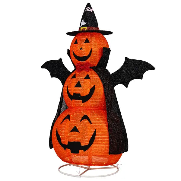 5FT 3-Tier Retractable Fabric Pumpkin Halloween Light 130 LEDs