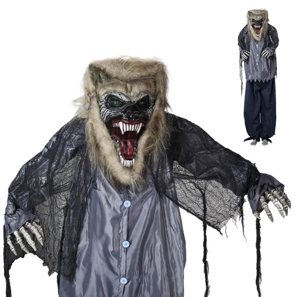 6.9FT Animated Standing Werewolf Halloween Prop Motion & Sound