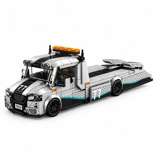 City Series 8-Compartment Race Car Transporter Truck Building Blocks Set - alternate view
