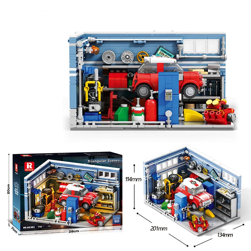 746pcs Mini Auto Repair Shop City Garage Building Blocks