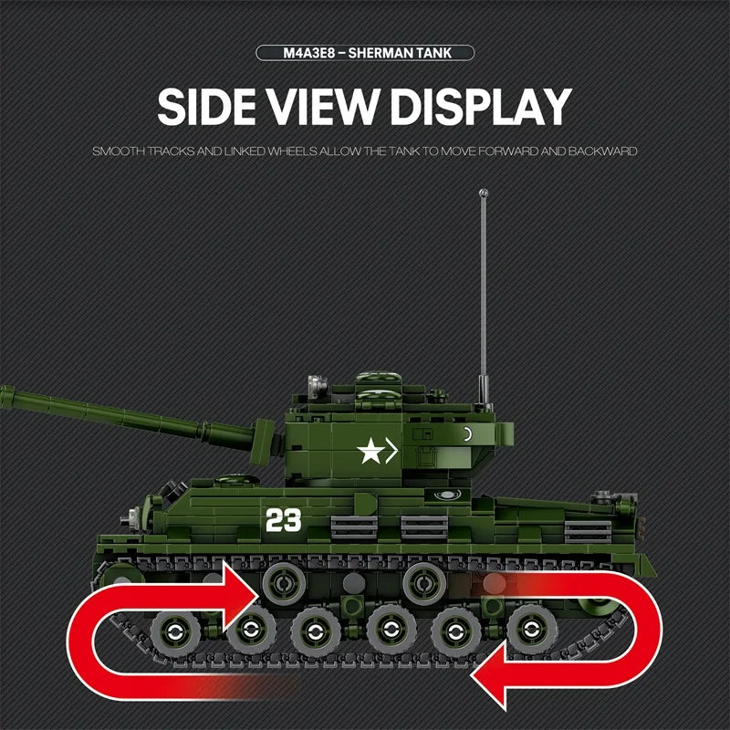 Model tank with side view display on a dark background