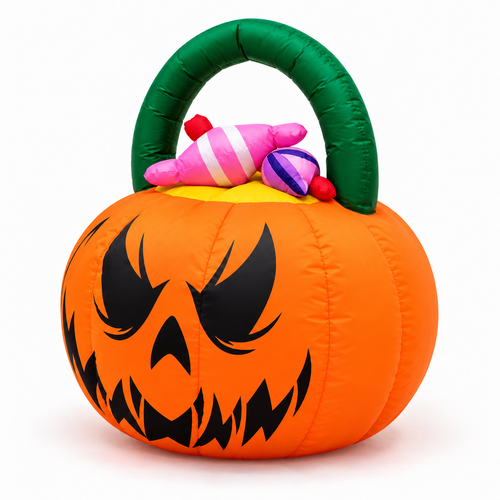 8FT Halloween Inflatable Pumpkins Eyeball Candy Yard Decor viewed three-quarter left on white