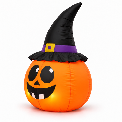 8FT Long Halloween Inflatable Pumpkins Ghost Yard Decor viewed three-quarter left on white