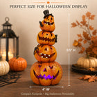 Light-Up Stacked Pumpkin Tower – 9.5-Inch Resin Halloween Decor