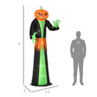 9FT Halloween Inflatable Pumpkin Head Ghost Outdoor LED Decor