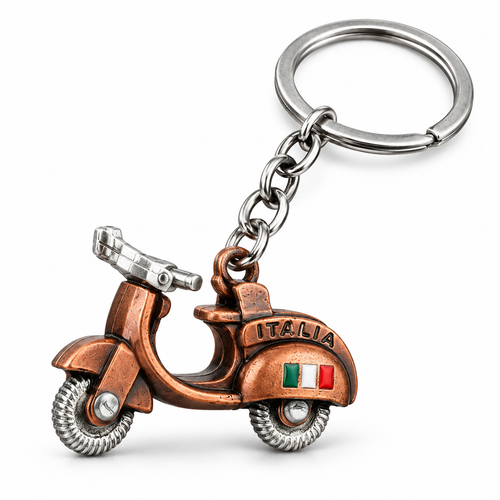 3D Vintage Scooter Keychain - Metal Vespa Keychain - alternate view