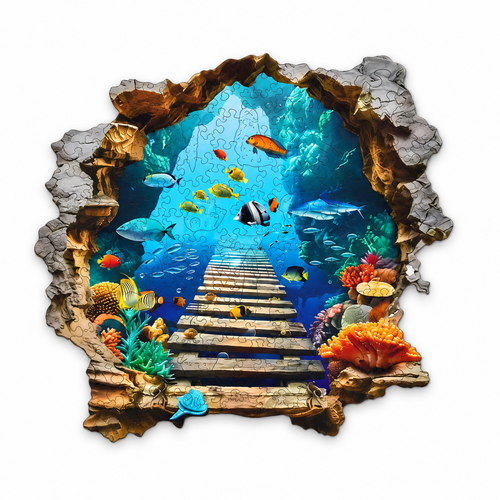 Assembled puzzle - all sizes — left three-quarter studio photo