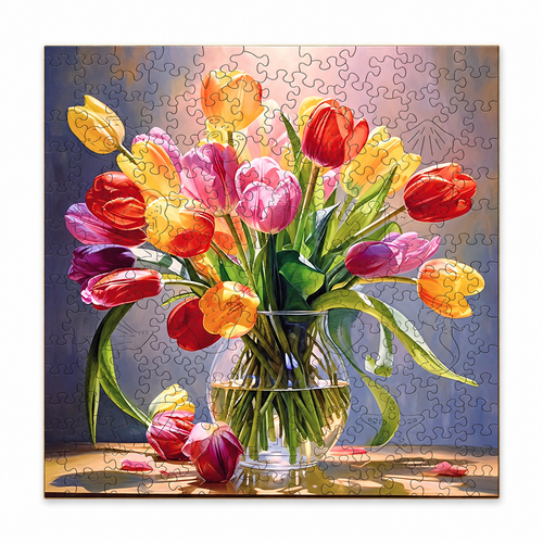 Assembled puzzle - all sizes — left three-quarter studio photo