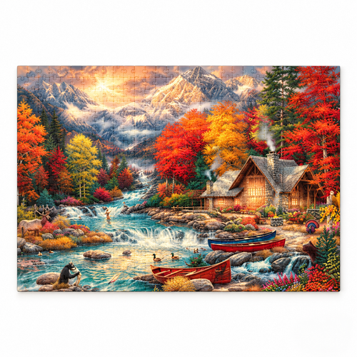 Assembled puzzle - all sizes — left three-quarter studio photo
