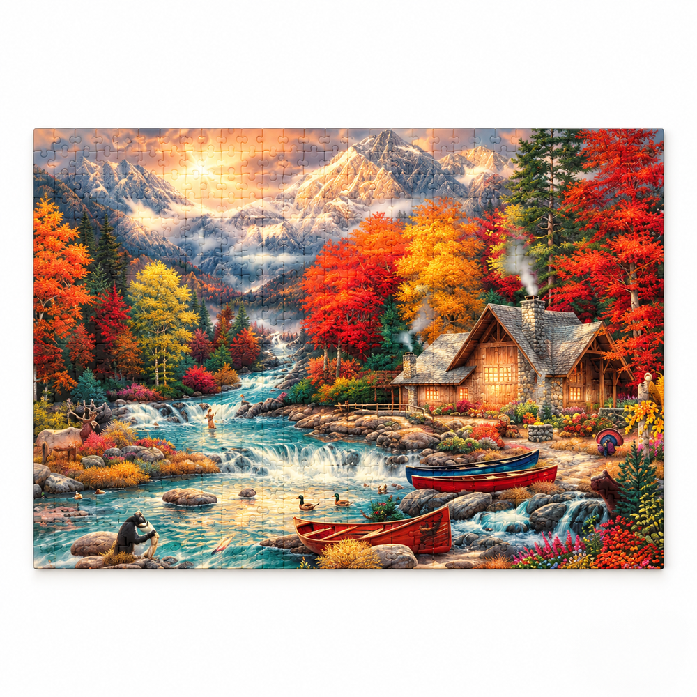 Assembled puzzle - all sizes — left three-quarter studio photo