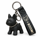 Black Punk French Bulldog Keychain three-quarter left studio image