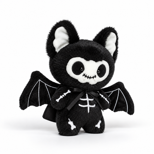 Halloween plush toy, Black Cat & Bat Skull character studio image