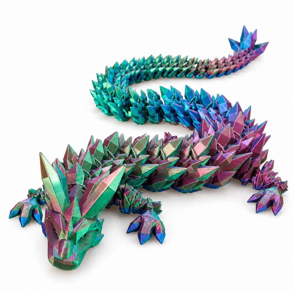 30 Inch Large 3D Printed Articulated Crystal Dragon Toy