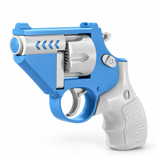 Mini Rotating Fidget Blaster Toy, 3D Printed Stress Relief Desk Fidget, Blue