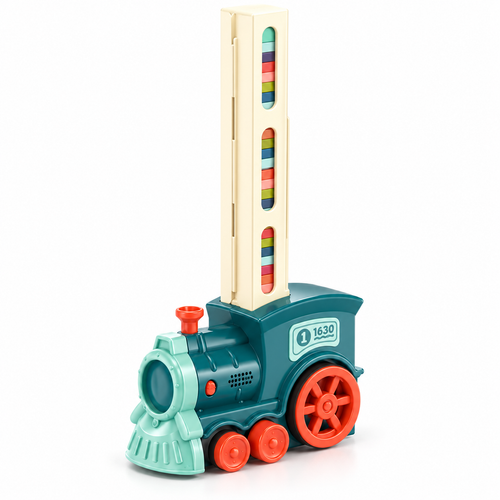Automatic Electric Domino Train Toy Set for Kids - 60 Colorful Blocks - alternate view