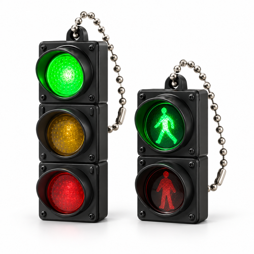 LED Traffic Light Keychain | Mini Pedestrian Signal Keychain Toy - alternate view
