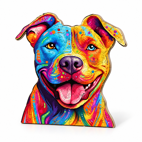 Chromatic Canine: Colorful Dog High-Difficulty Wood Jigsaw - alternate view