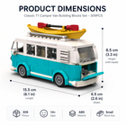 Classic T1 Camper Van Building Blocks Set – 309 Pieces Retro City Vehicle MOC Model