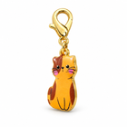 Color 3 orange enamel cat charm facing three-quarters left
