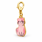 Color 6 pink enamel cat charm facing three-quarters left