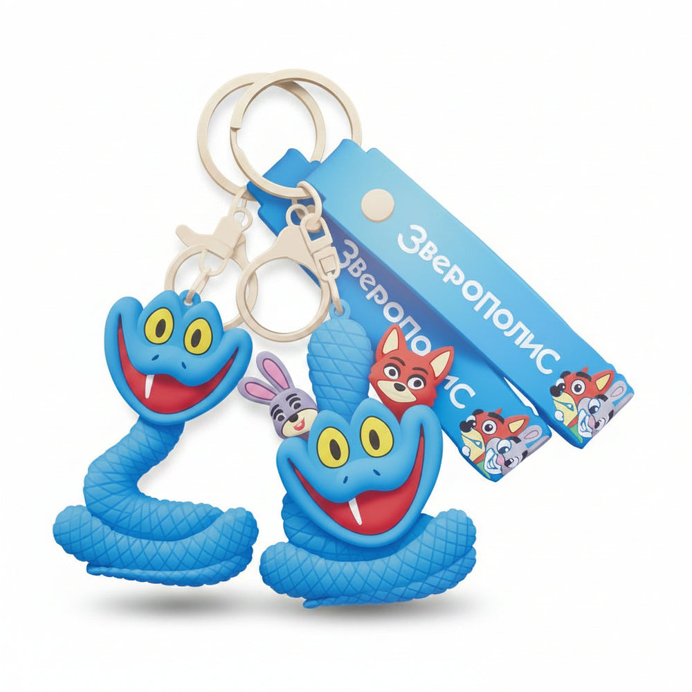 Zootopia Cute Blue Snake PVC Keychain - Cartoon Character Backpack Charm | Toylvia™