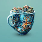 Whimsical Teacup Village Wooden Puzzle - Exquisite Handicraft Decor