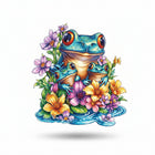 Unique Shape Wooden Jigsaw Puzzle - Frog & Flowers Design