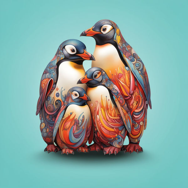 Unique Shape Penguin Wooden Jigsaw Puzzle - Advanced Level