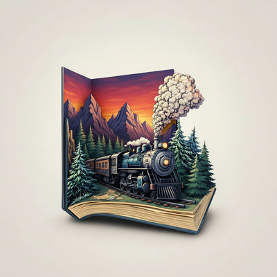 Train in the Book 3D Art Jigsaw Wooden Puzzle - (Unique Shape, Premium Wood)