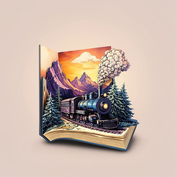 Train in the Book 3D Art Jigsaw Wooden Puzzle - (Unique Shape, Premium Wood)