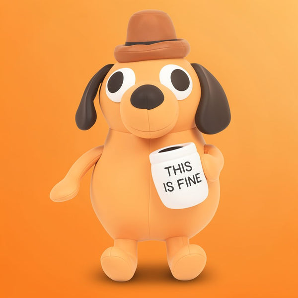This Is Fine Coffee Dog Plush Toy (25cm) - Funny Meme Stuffed Dog Doll | Toylvia™