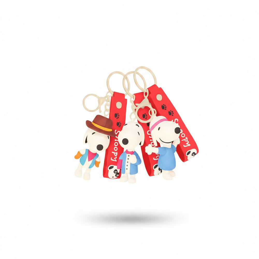 Snoopy Silicone Doll Keychain - Cute Cartoon Bag & Car Pendant