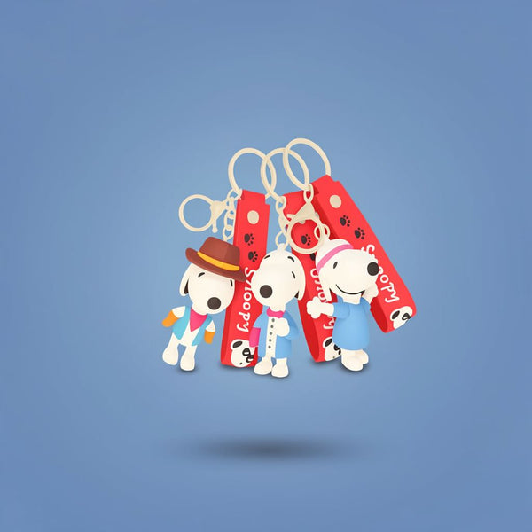 Snoopy Silicone Doll Keychain - Cute Cartoon Bag & Car Pendant