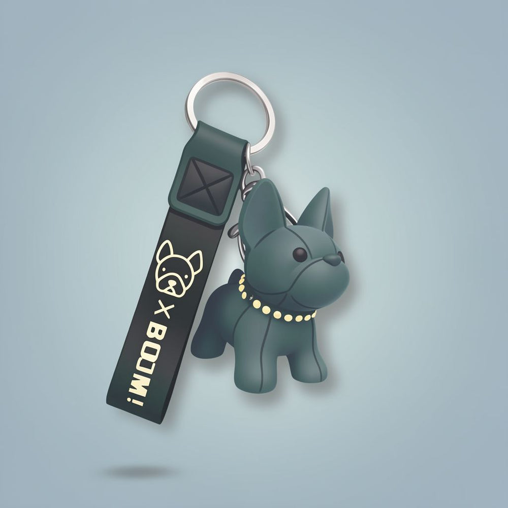 Punk French Bulldog Keychain - PU Leather Dog Bag & Car Keyring | Toylvia™