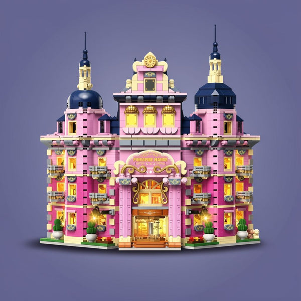 Pinkspire Estate House Building Set | 1815PCS Villa with Lights | ToyIvia