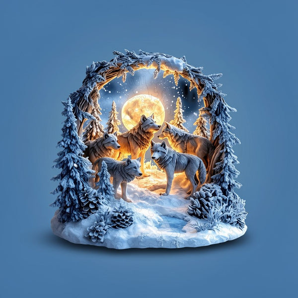 Magical Winter Wolf Forest Wooden Puzzle - Artistic Handicraft Decor