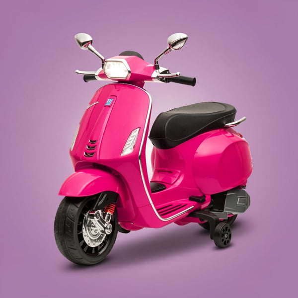 Licensed Vespa Kids Motorcycle 6V | Pink Toddler Scooter with FM Radio | ToyIvia