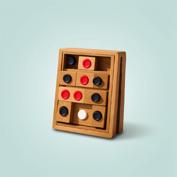 Huarong Road Wooden Logic Puzzle - Brain Teaser Strategy Game