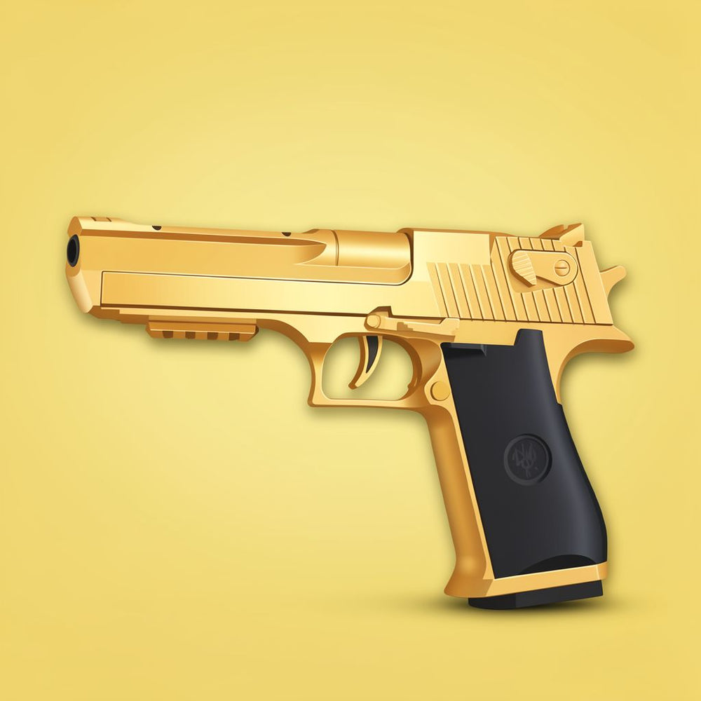Gold Desert Eagle Shell Ejection Soft Bullet Toy Gun - Realistic Action Toy Pistol