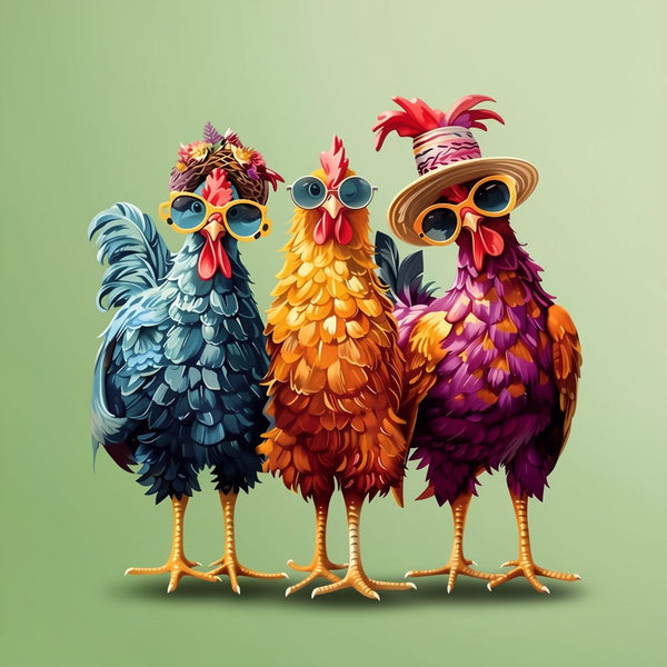 Colorful Big Roosters Wooden Jigsaw Puzzle - Irregular Animal Shape | Toylvia™