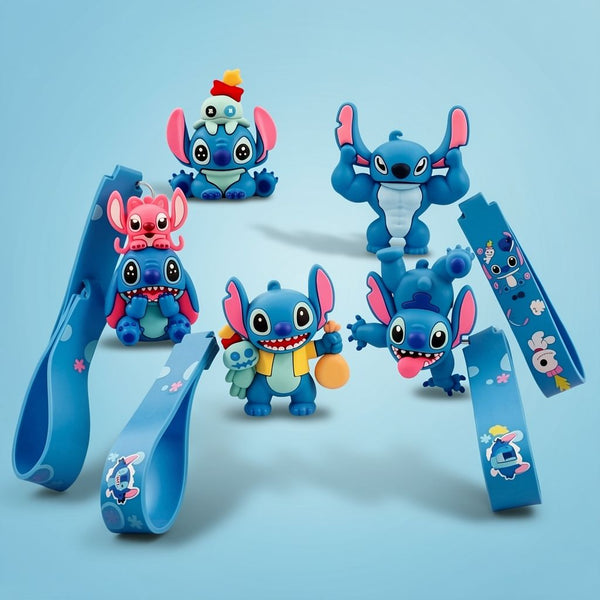 Christmas Stitch Keychain with Antlers & Santa Hat - Cute PVC Key Ring | Toylvia™