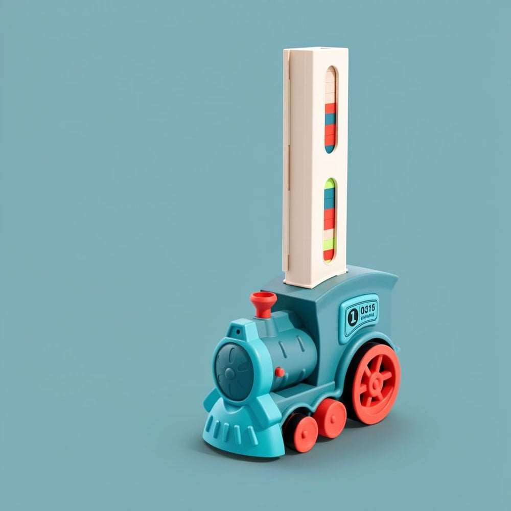 Automatic Electric Domino Train Toy Set for Kids - 60 Colorful Blocks