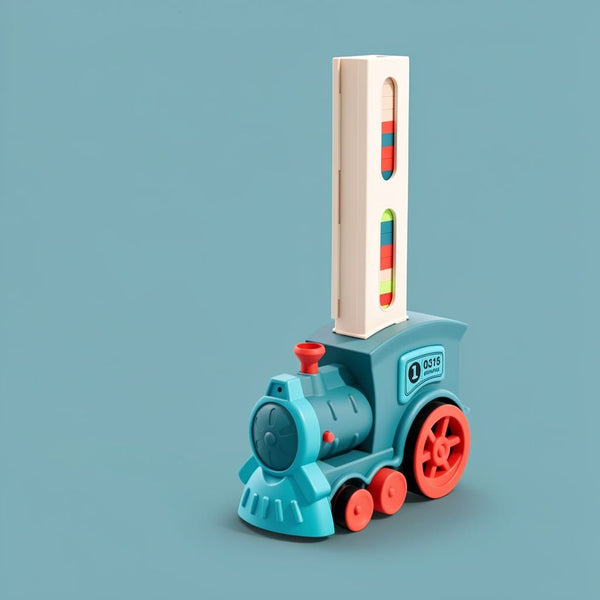 Automatic Electric Domino Train Toy Set for Kids - 60 Colorful Blocks