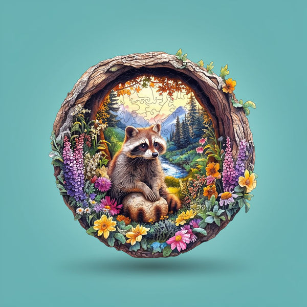 Artistic Raccoon Forest Puzzle - 4-6 Hour Assembly Time Unique Gift
