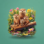 Adorable Otter Family Wooden Jigsaw Puzzle - Unique Animal-Shaped Pieces